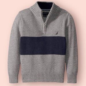 3/$10 Nautica Sweater S (8) Gray Knit Mock Neck